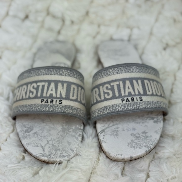 Dior Women's Size 38 Slide Embroidered Cotton - Picture 3 of 11